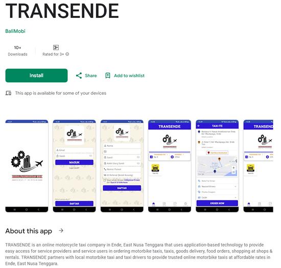 Aplikasi Ojek Online TRANSENDE